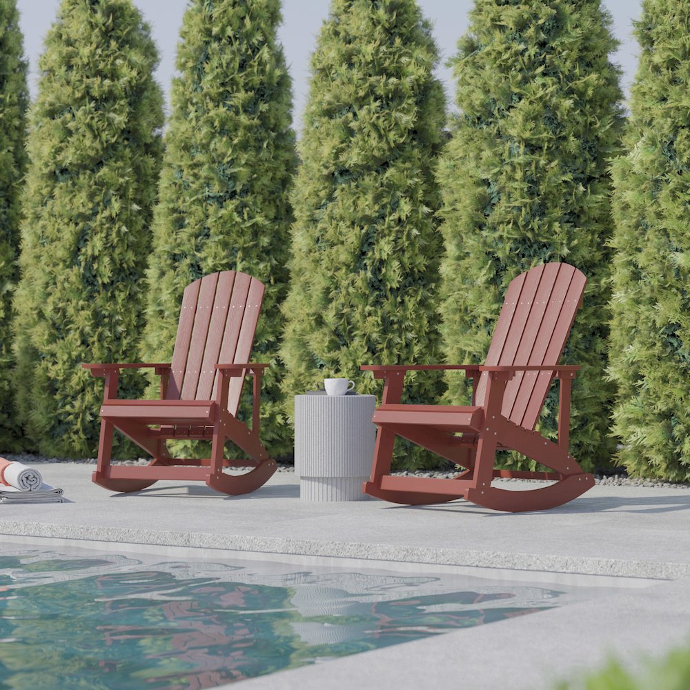 Contemporary Commercial Grade Adirondack Rocking Chair for Indoor/Outdoor Use. Picture 8