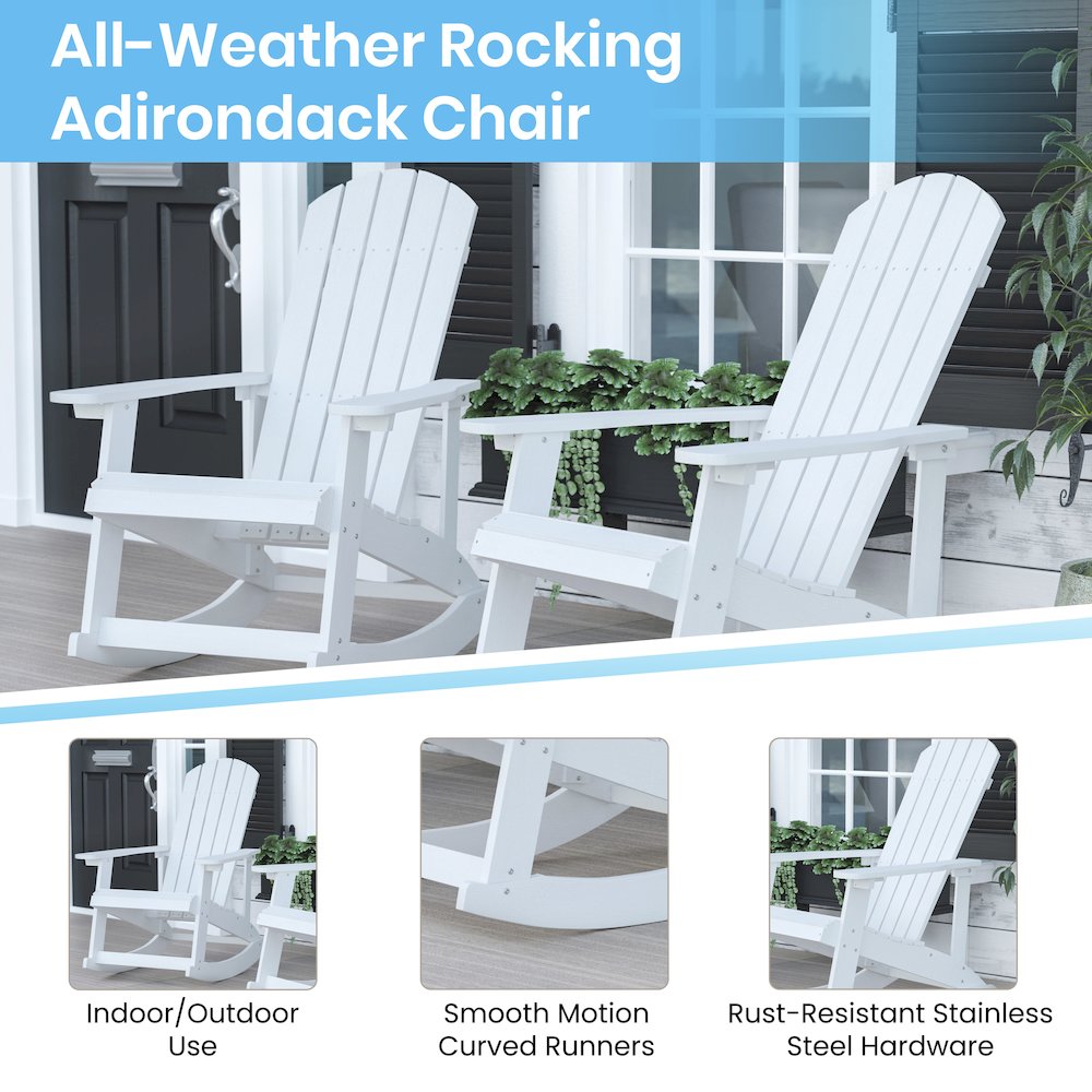 Adirondack Rocking Chair in White - Set of 2. Picture 5
