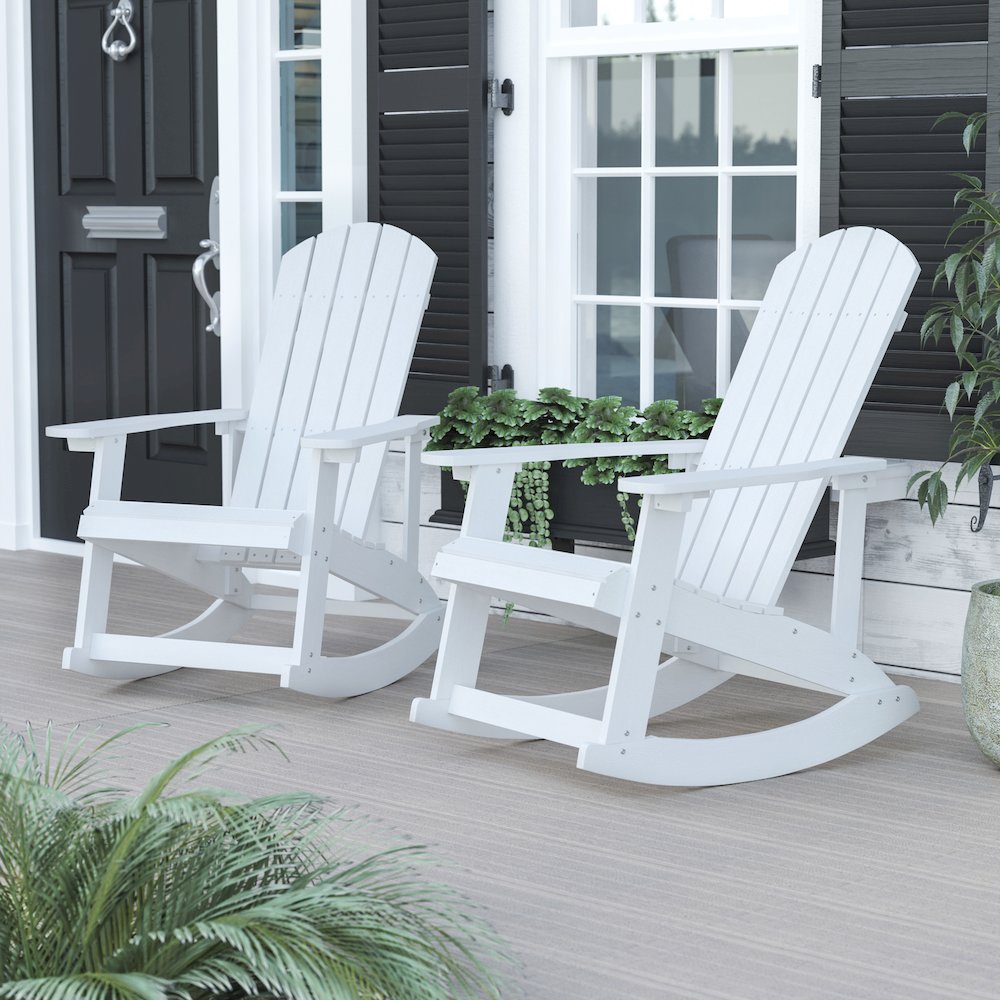Adirondack Rocking Chair in White - Set of 2. Picture 2