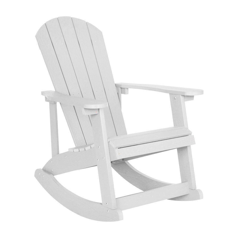 Adirondack Rocking Chair with Rust Resistant Stainless Steel Hardware in White. Picture 1