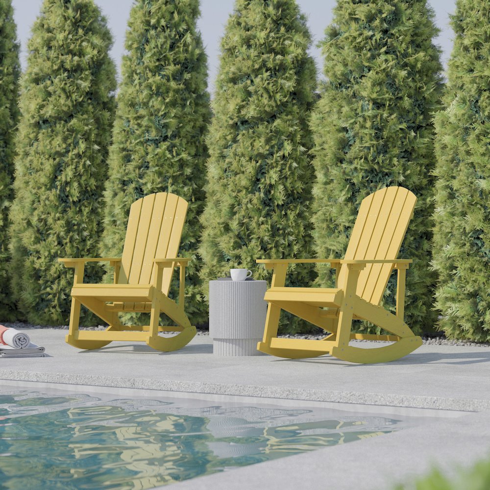 Contemporary Commercial Grade Adirondack Rocking Chair for Indoor/Outdoor Use. Picture 8