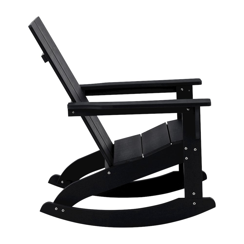 Set of 2 Black 2-Slat Rocking Adirondack Chairs with Matching Side Table. Picture 10