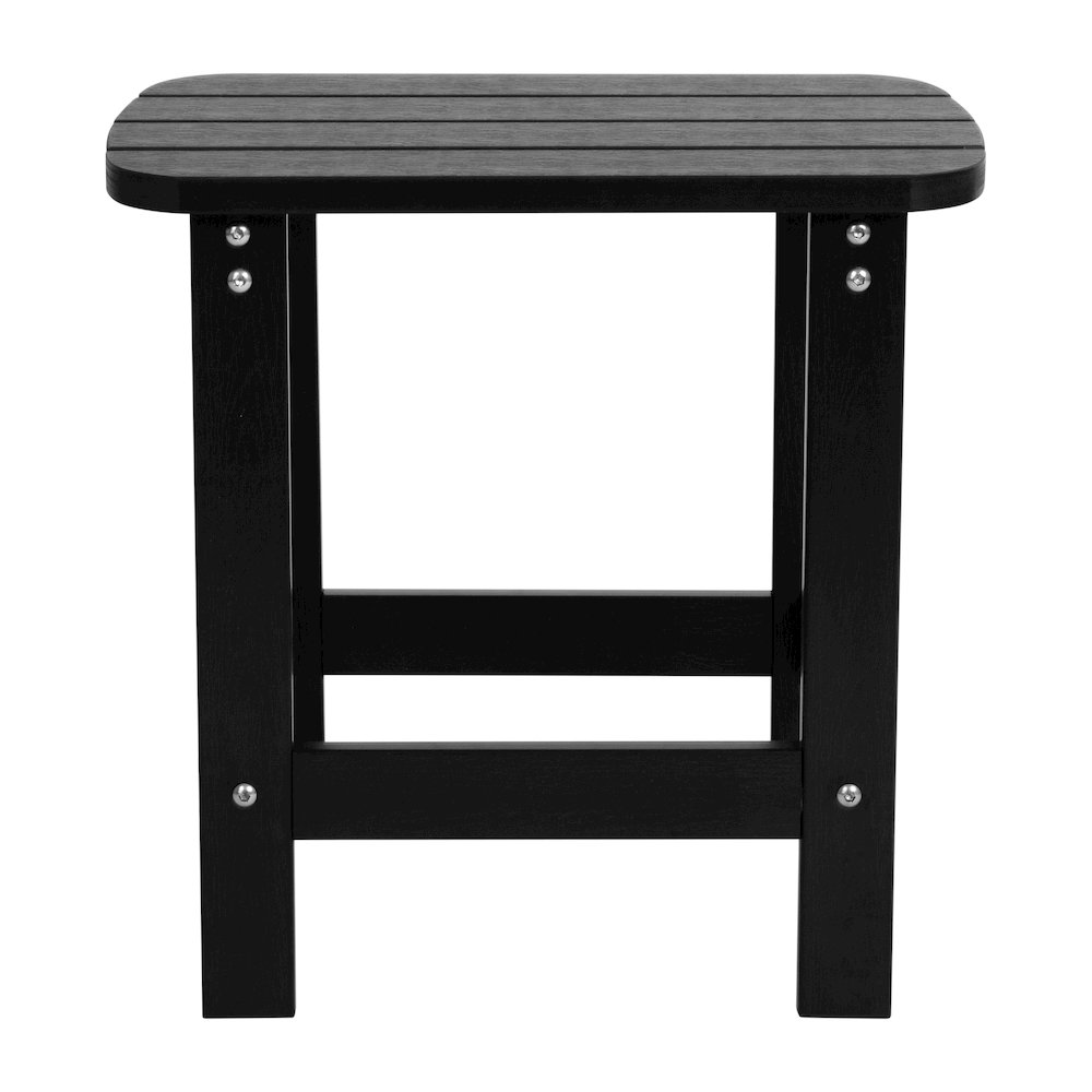 Set of 2 Black 2-Slat Rocking Adirondack Chairs with Matching Side Table. Picture 11