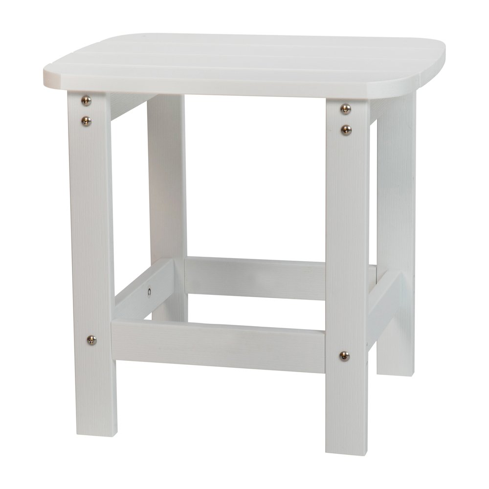 Set of 2 White 2-Slat Rocking Adirondack Chairs with Matching Side Table. Picture 8