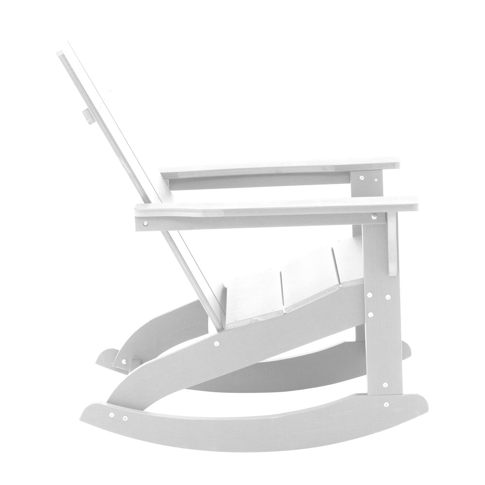 Set of 2 White 2-Slat Rocking Adirondack Chairs with Matching Side Table. Picture 10