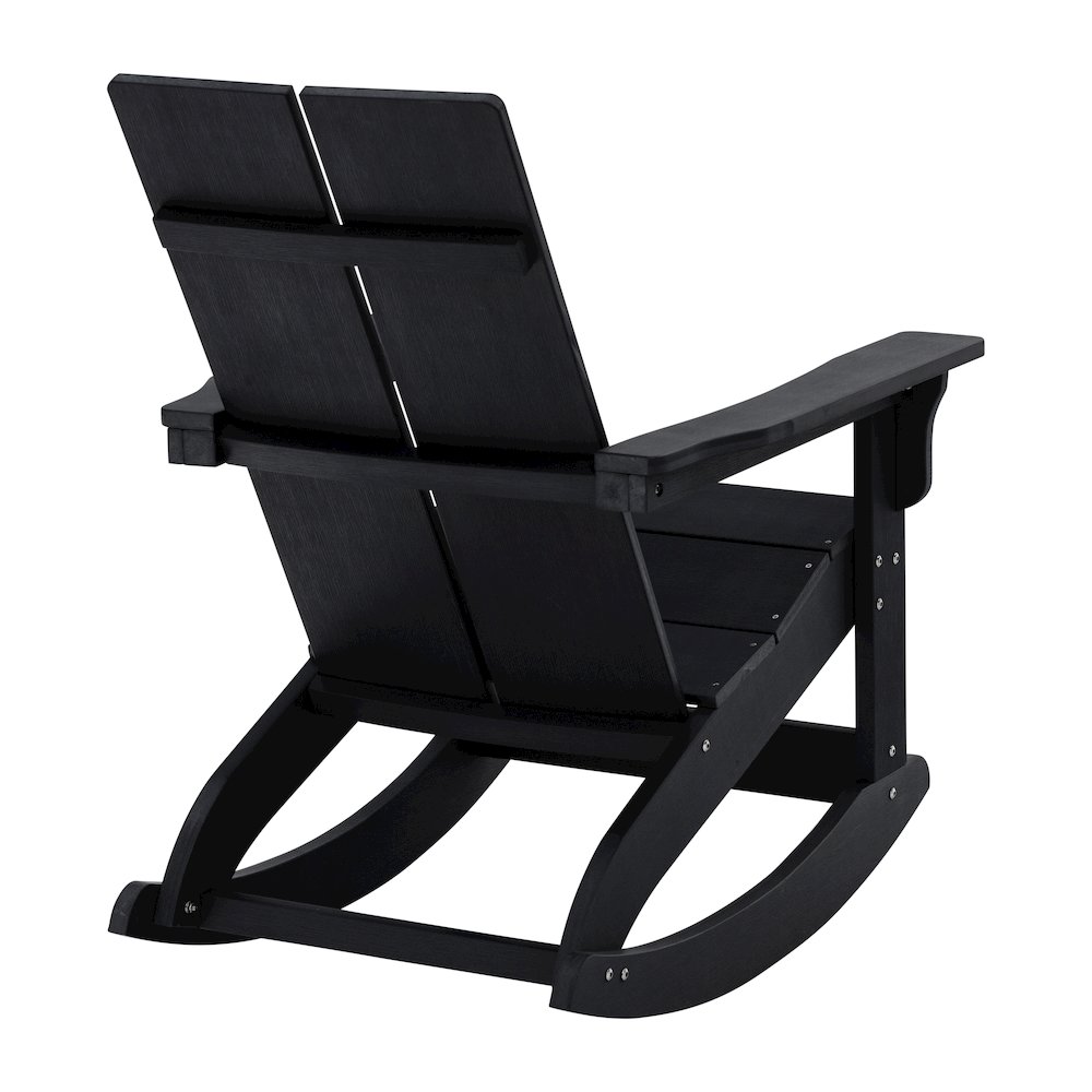 All-Weather 2-Slat Poly Resin Rocking Adirondack Chair in Black - Set of2. Picture 13