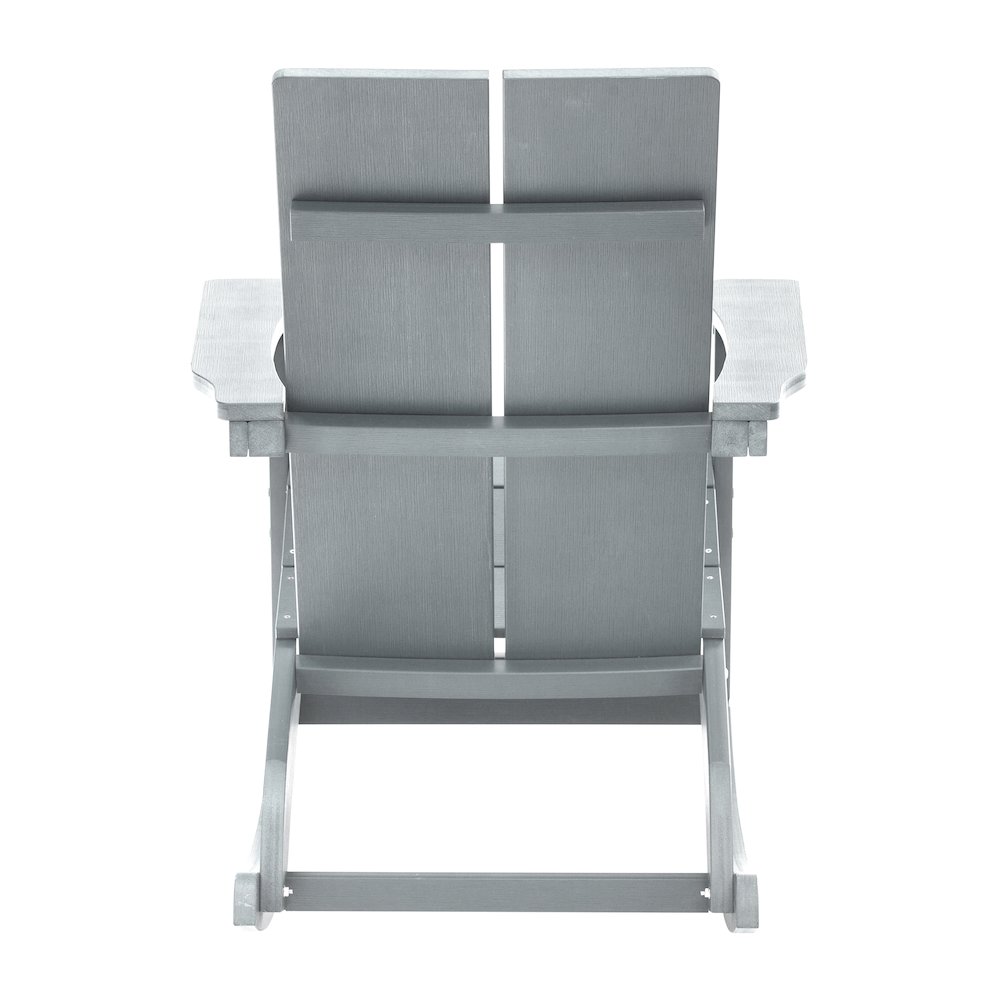 All-Weather 2-Slat Poly Resin Wood Rocking Adirondack Chair in Gray. Picture 8