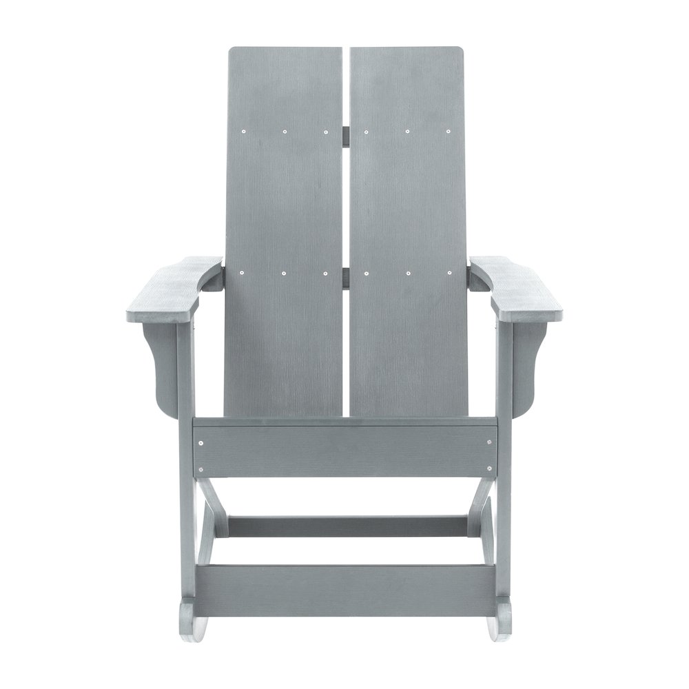 All-Weather 2-Slat Poly Resin Wood Rocking Adirondack Chair in Gray. Picture 11