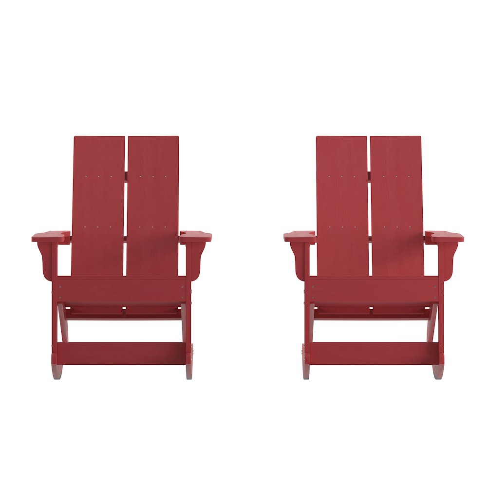 Set of 2 Modern Commercial Grade Adirondack Rocking Chairs. Picture 3