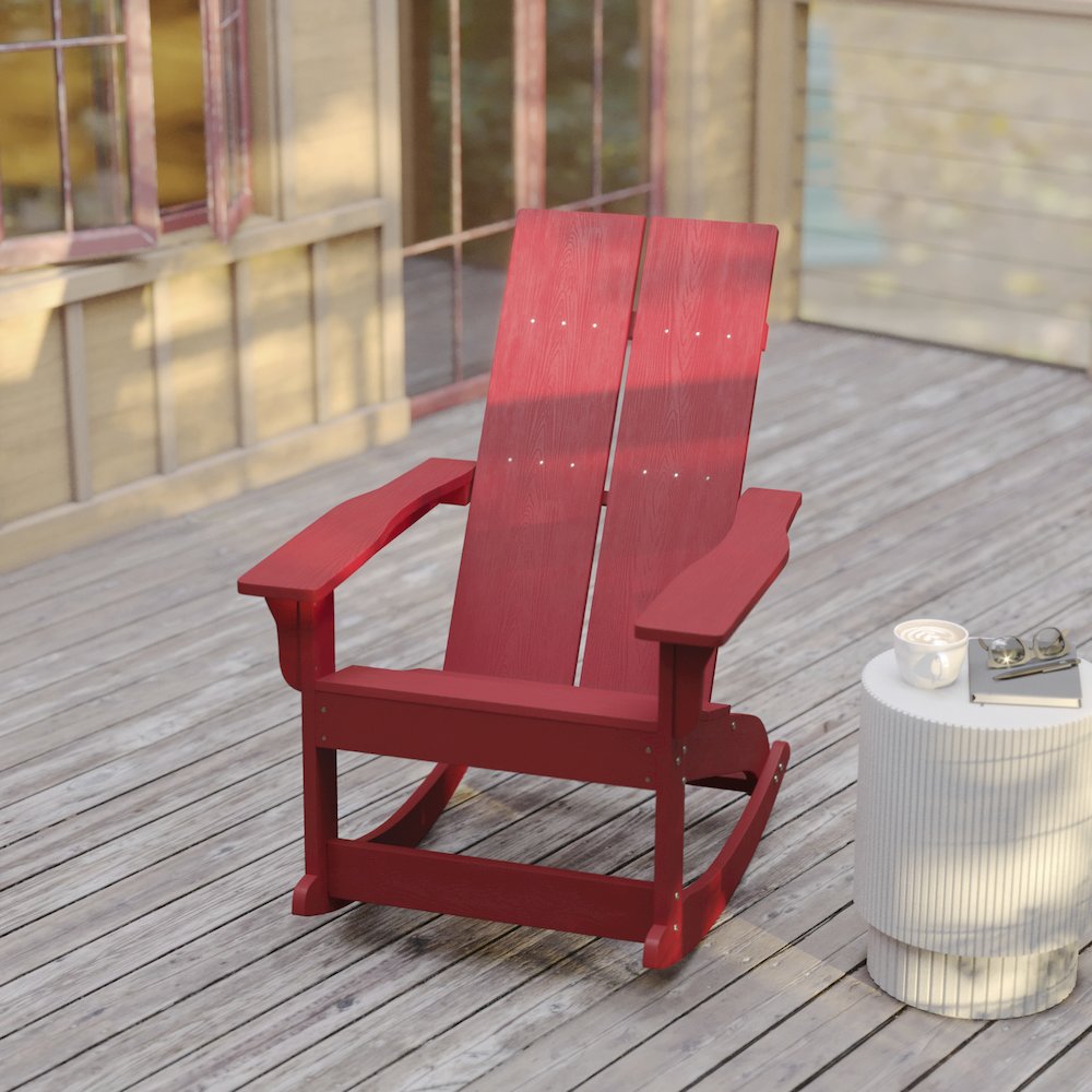 Set of 2 Modern Commercial Grade Adirondack Rocking Chairs. Picture 7