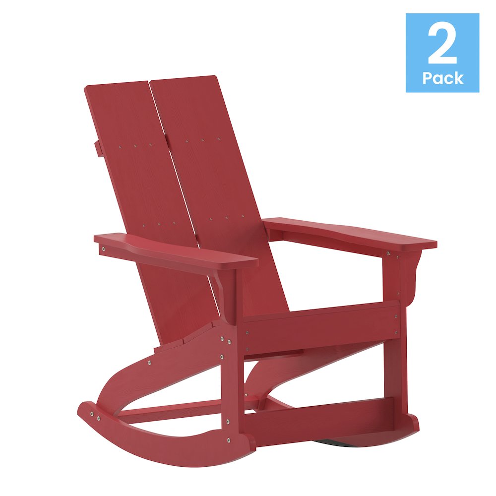 Set of 2 Modern Commercial Grade Adirondack Rocking Chairs. Picture 1