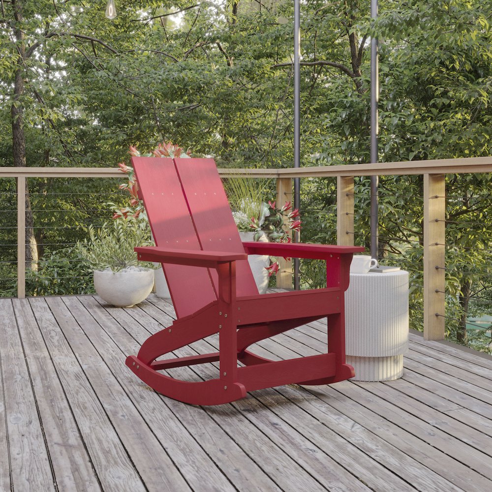 Modern Commercial Grade Adirondack Rocking Chair for Indoor/Outdoor Use. Picture 2