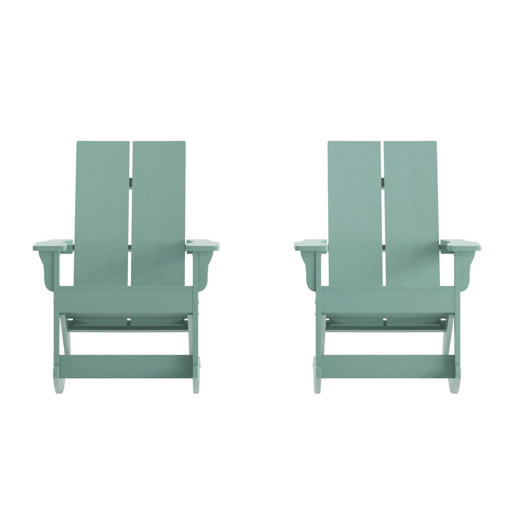 Set of 2 Modern Commercial Grade Adirondack Rocking Chairs. Picture 3