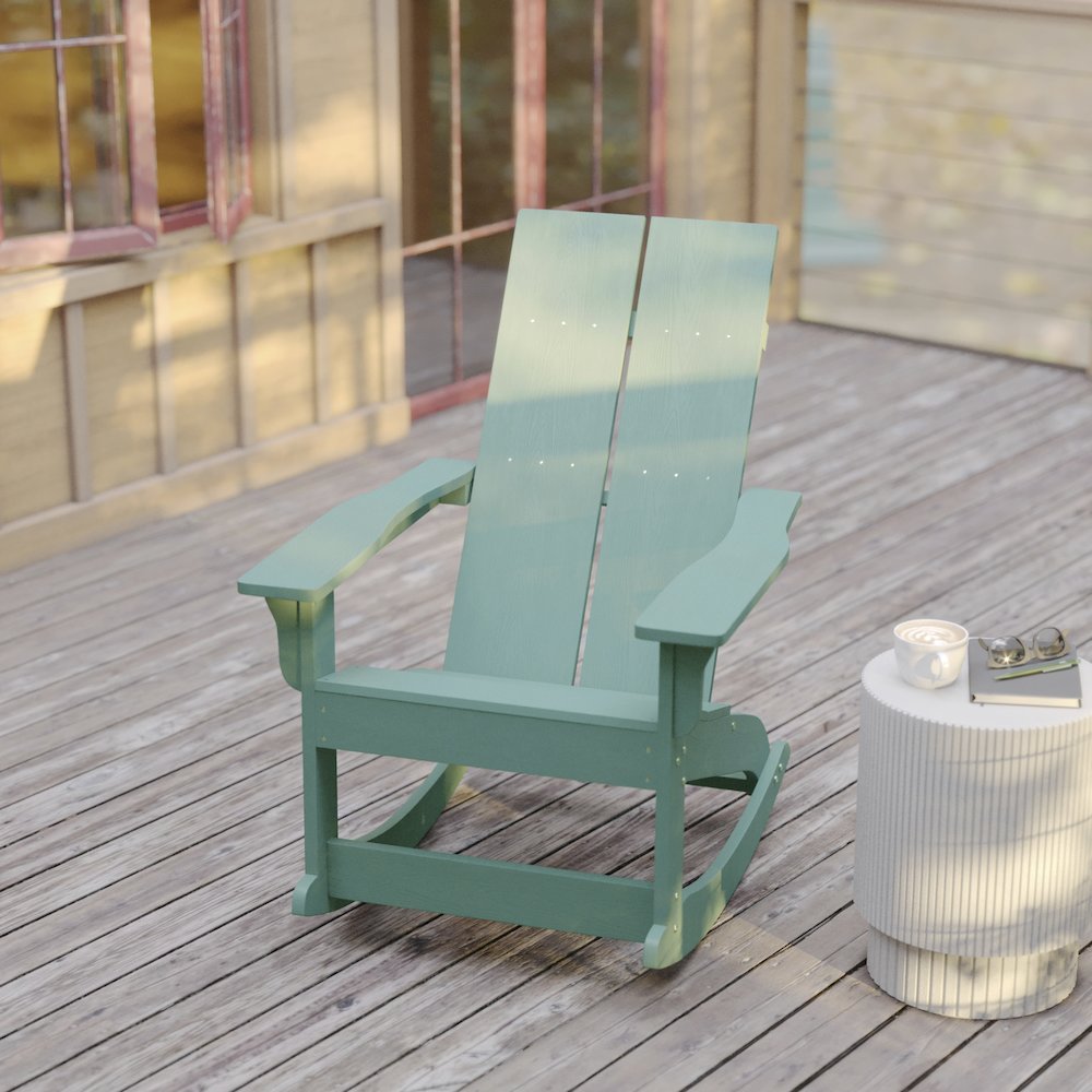 Set of 2 Modern Commercial Grade Adirondack Rocking Chairs. Picture 7