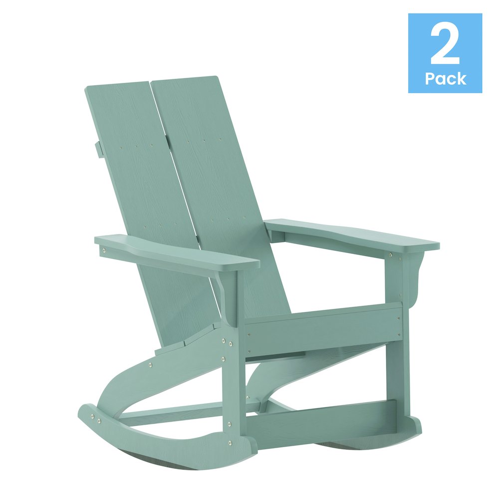 Set of 2 Modern Commercial Grade Adirondack Rocking Chairs. Picture 1