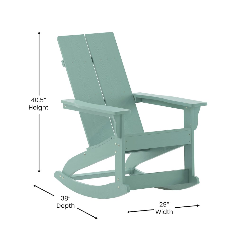 Modern Commercial Grade Adirondack Rocking Chair for Indoor/Outdoor Use. Picture 5