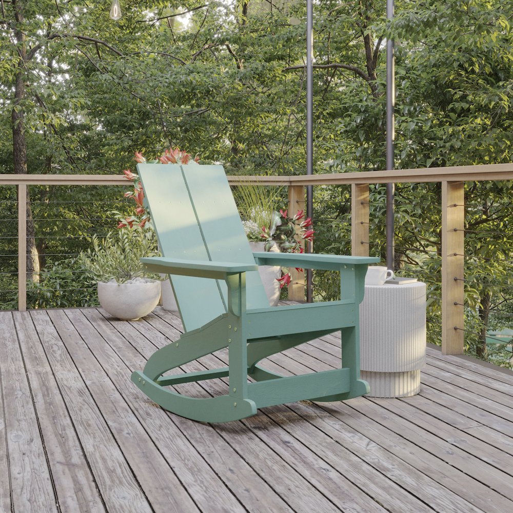 Modern Commercial Grade Adirondack Rocking Chair for Indoor/Outdoor Use. Picture 2