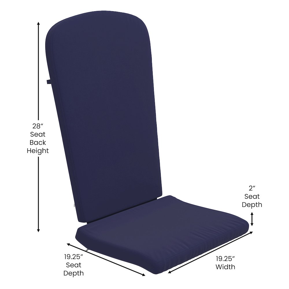 Set of 2 All Weather High Back Adirondack Chair Cushions - Blue. Picture 6