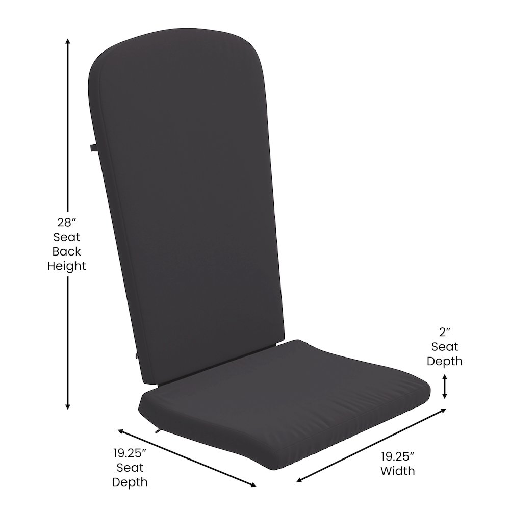 Set of 2 All Weather High Back Adirondack Chair Cushions - Gray. Picture 6