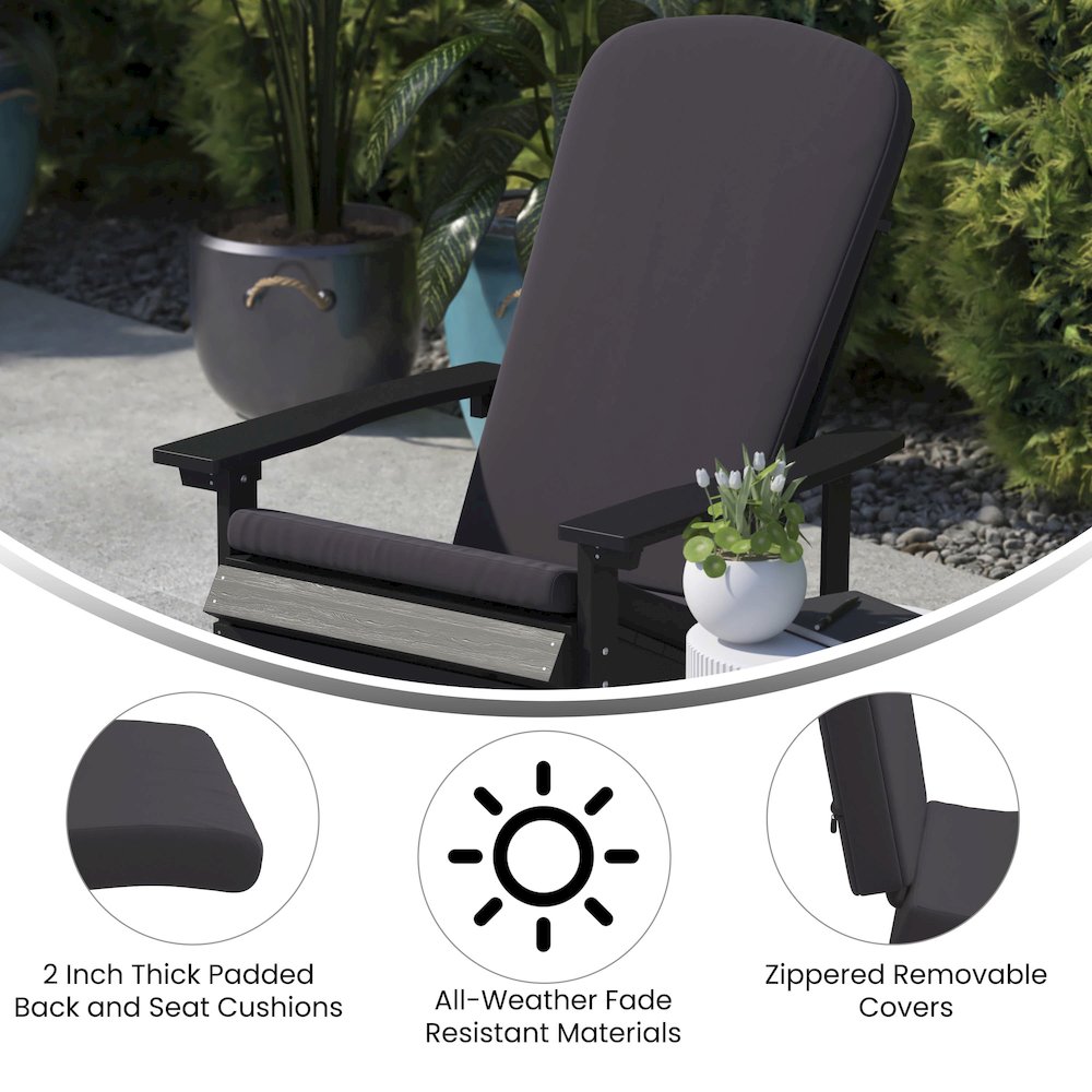Set of 2 All Weather High Back Adirondack Chair Cushions - Gray. Picture 5