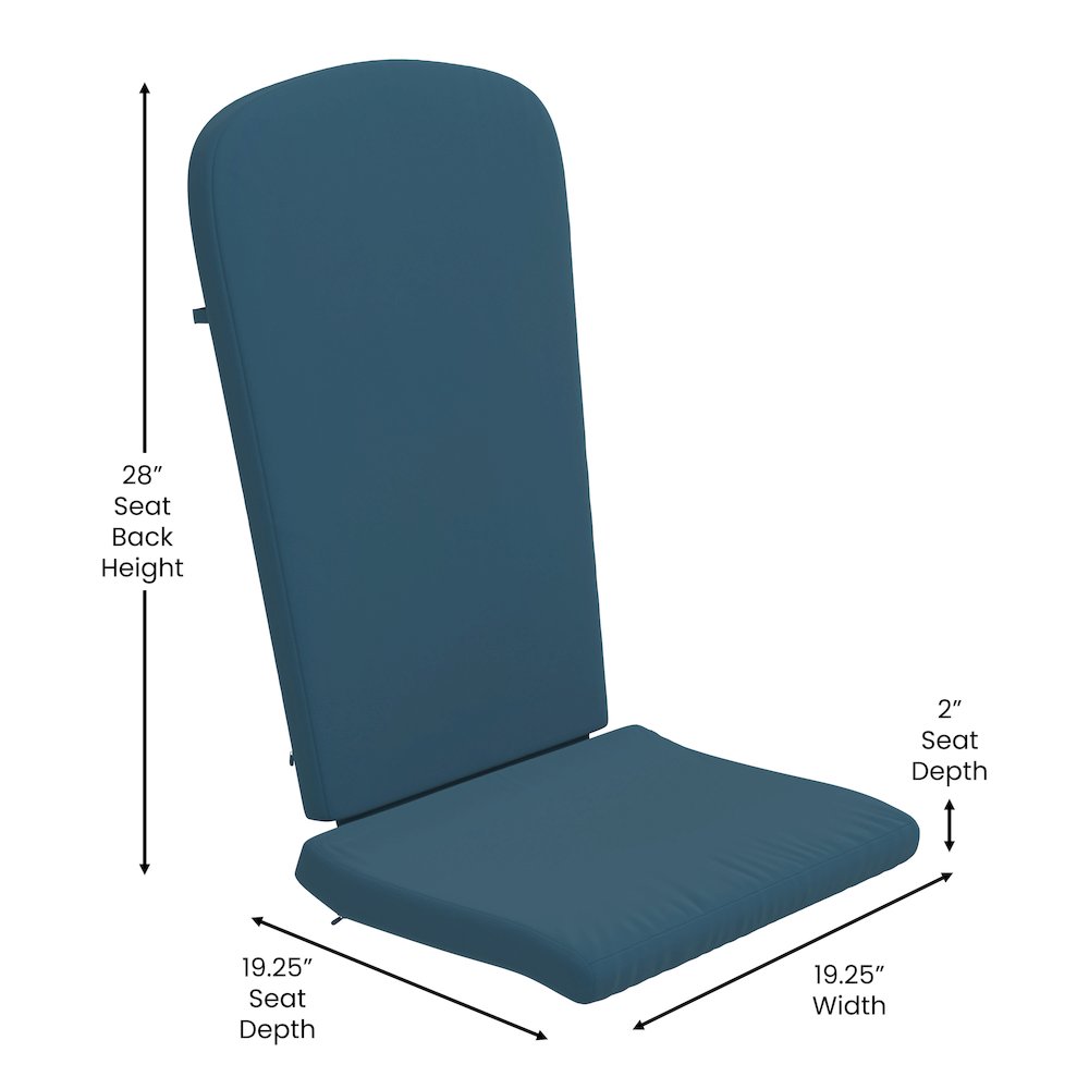 Set of 2 All Weather High Back Adirondack Chair Cushions - Teal. Picture 6