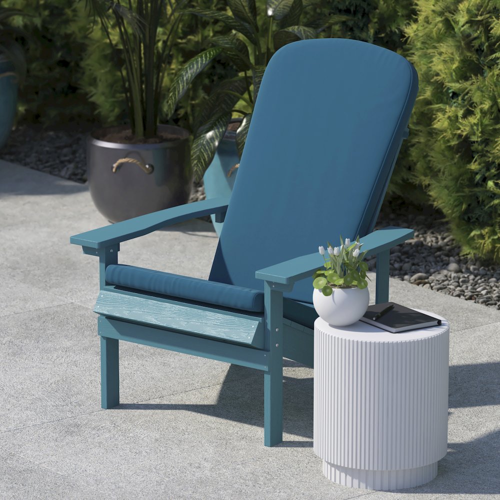 Set of 2 All Weather High Back Adirondack Chair Cushions - Teal. Picture 8