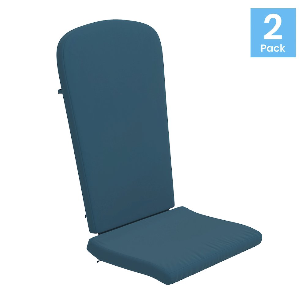 Set of 2 All Weather High Back Adirondack Chair Cushions - Teal. Picture 1
