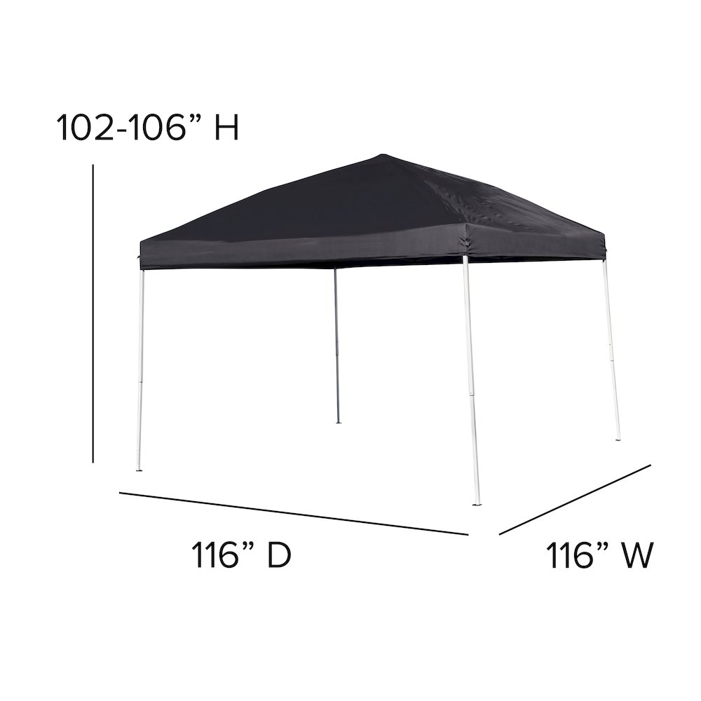 10'x10' Black Outdoor Pop Up Event Slanted Leg Canopy Tent with Carry Bag. Picture 7