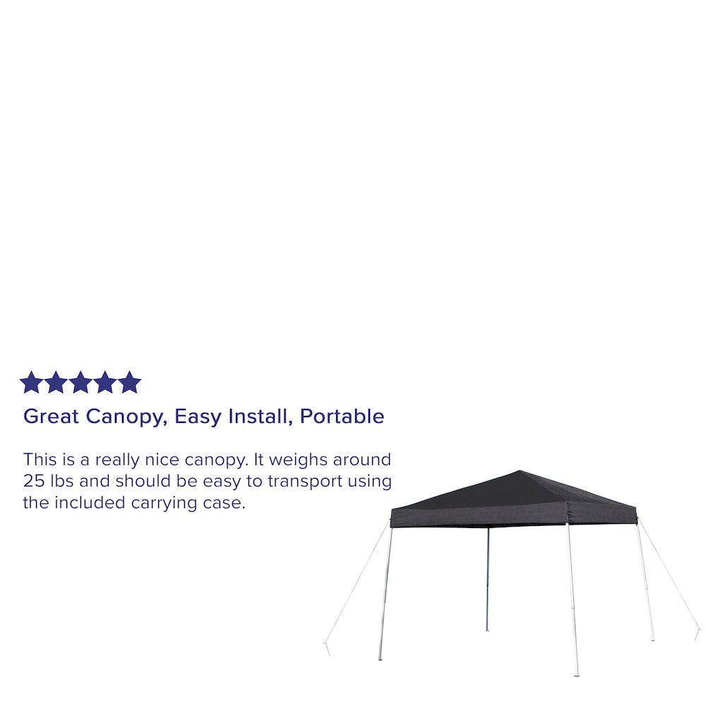 10'x10' Black Outdoor Pop Up Event Slanted Leg Canopy Tent with Carry Bag. Picture 5
