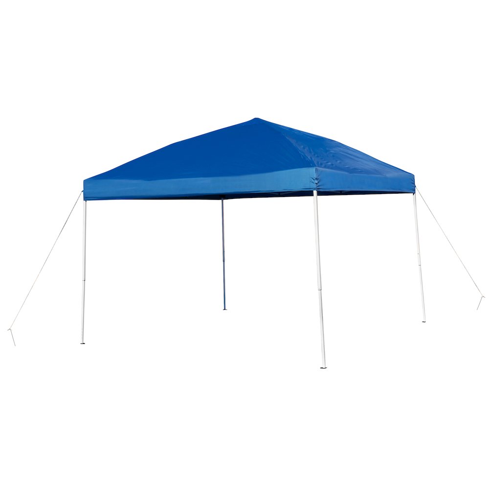 10'x10' Blue Outdoor Pop Up Event Slanted Leg Canopy Tent with Carry Bag. Picture 1