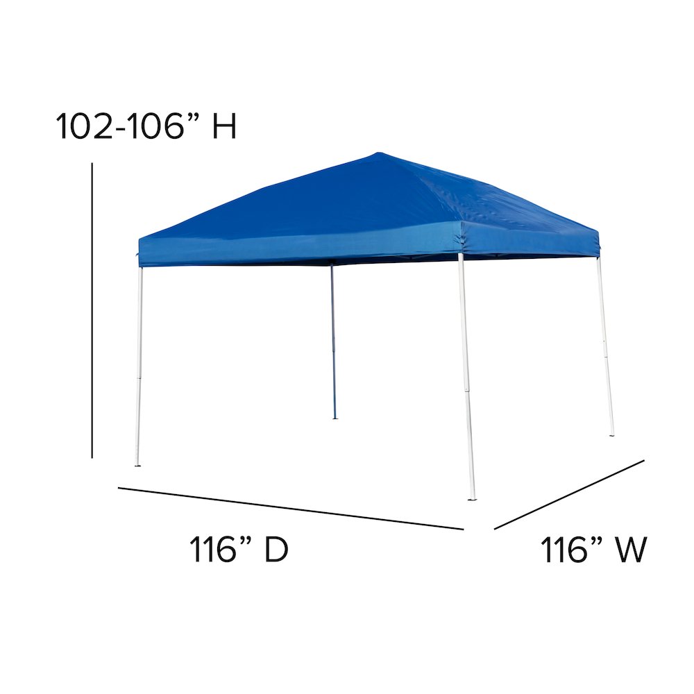 10'x10' Blue Outdoor Pop Up Event Slanted Leg Canopy Tent with Carry Bag. Picture 7