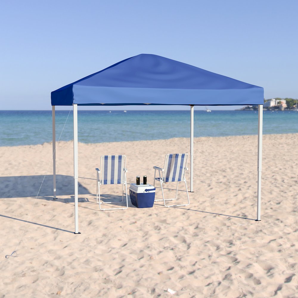 10'x10' Blue Outdoor Pop Up Event Slanted Leg Canopy Tent with Carry Bag. Picture 3