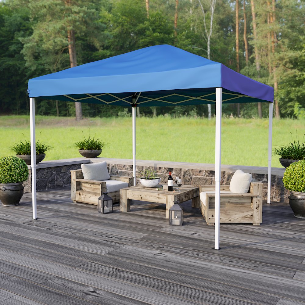 10'x10' Blue Outdoor Pop Up Event Slanted Leg Canopy Tent with Carry Bag. Picture 8