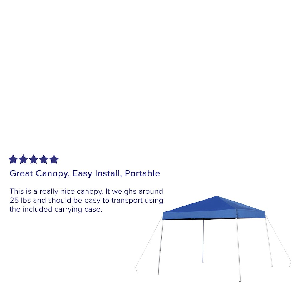 10'x10' Blue Outdoor Pop Up Event Slanted Leg Canopy Tent with Carry Bag. Picture 5