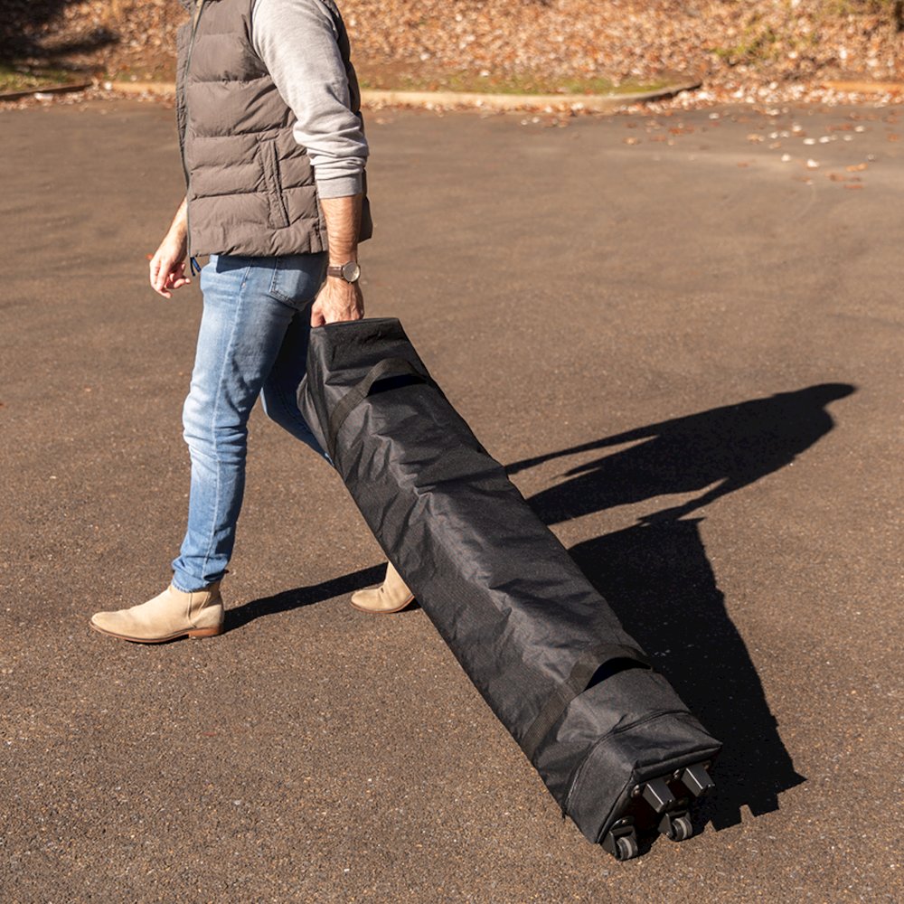 10'x10' Black Event Straight Leg Canopy Tent with Sandbags and Wheeled Case. Picture 2