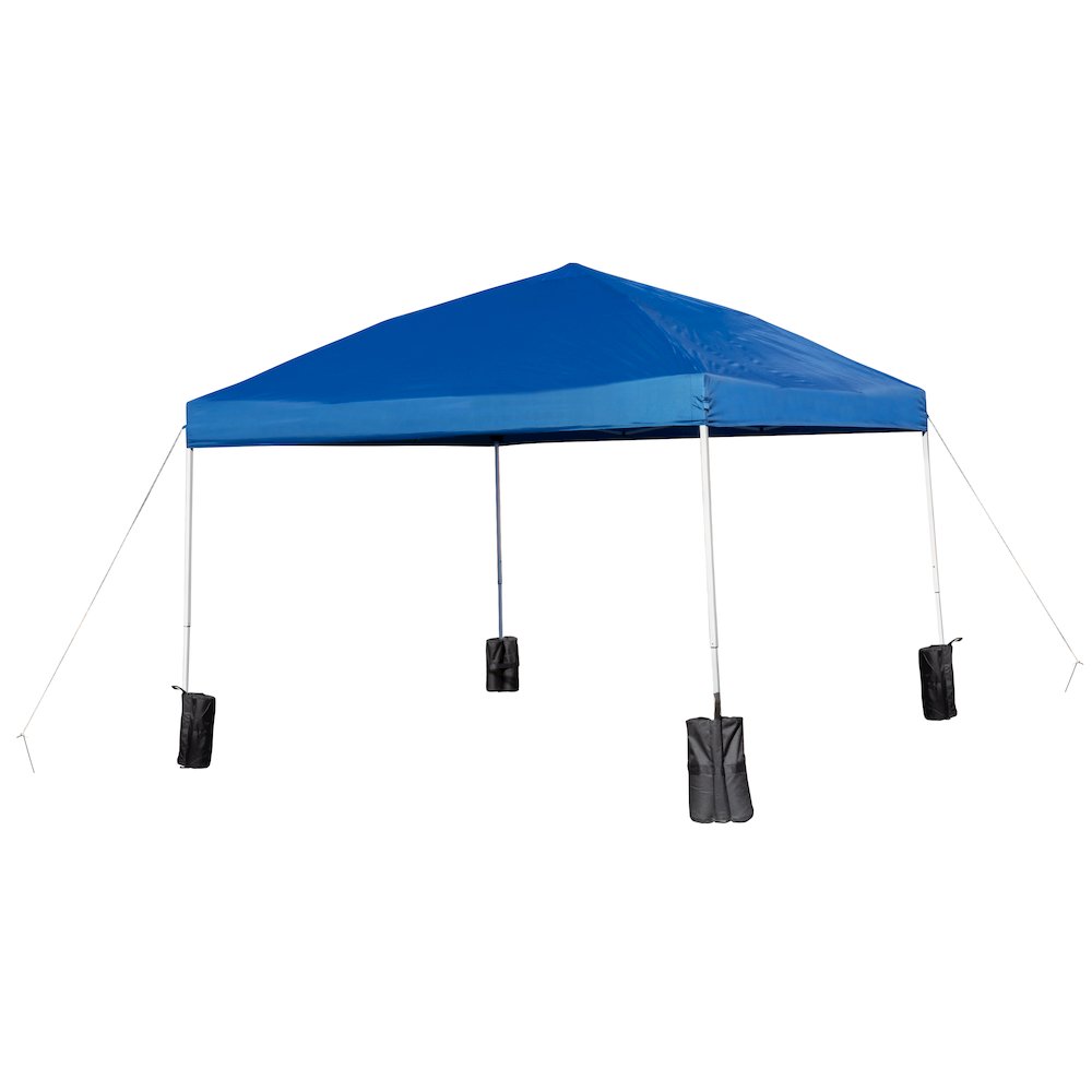 10'x10' Blue Event Straight Leg Canopy Tent with Sandbags and Wheeled Case. Picture 1