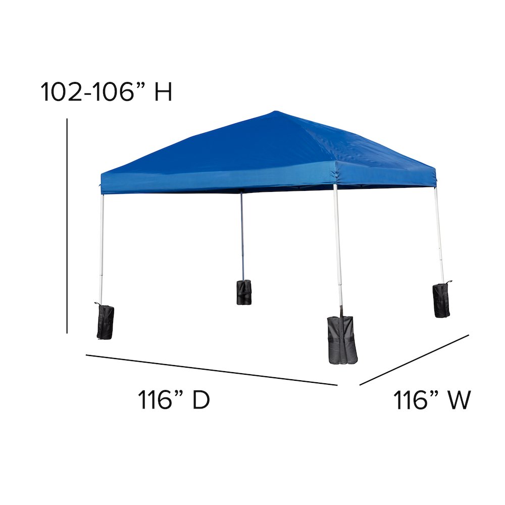 10'x10' Blue Event Straight Leg Canopy Tent with Sandbags and Wheeled Case. Picture 7