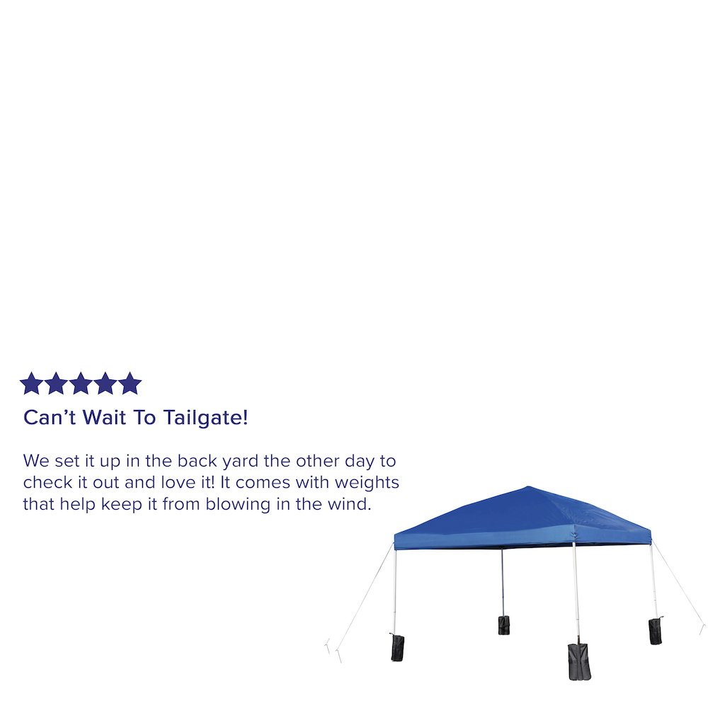 10'x10' Blue Event Straight Leg Canopy Tent with Sandbags and Wheeled Case. Picture 5