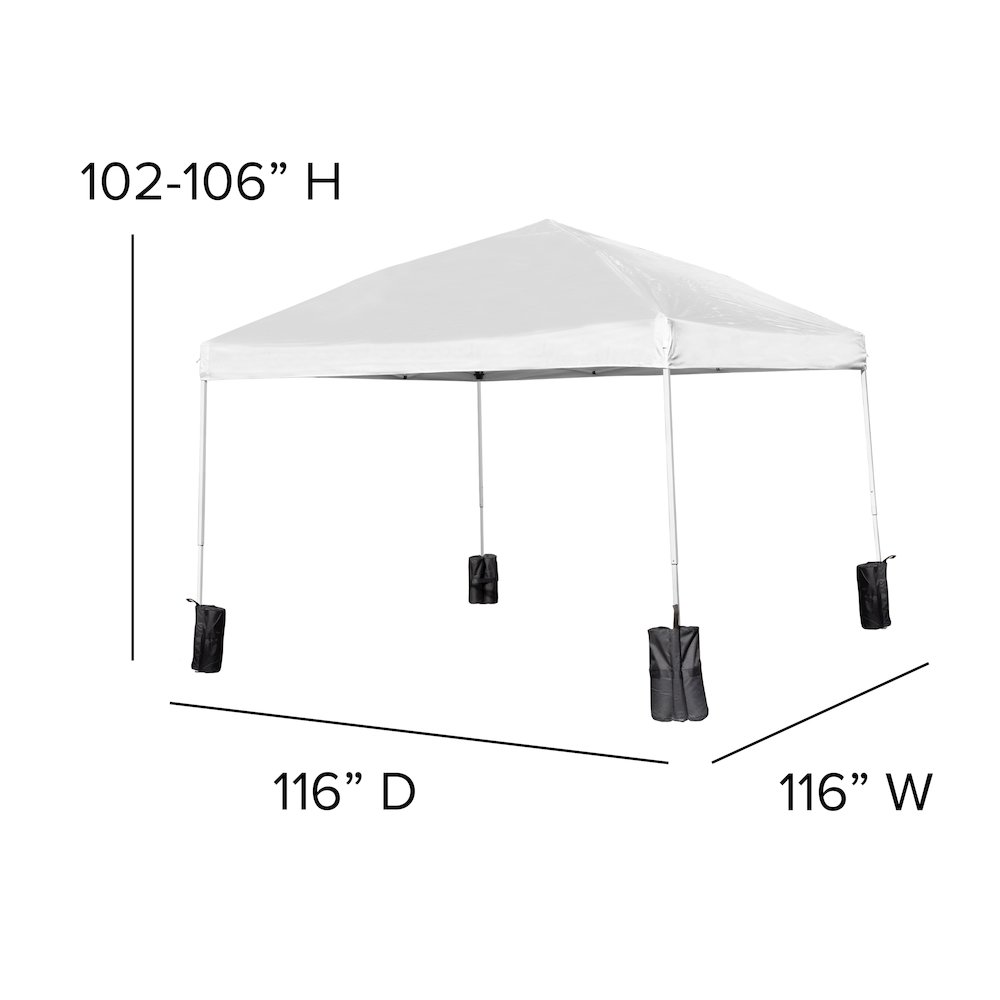 10'x10' White Event Straight Leg Canopy Tent with Sandbags and Wheeled Case. Picture 7