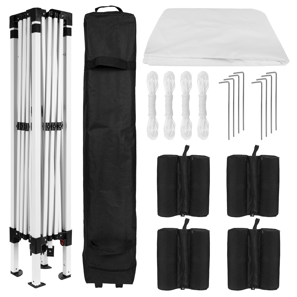 10'x10' White Event Straight Leg Canopy Tent with Sandbags and Wheeled Case. Picture 9