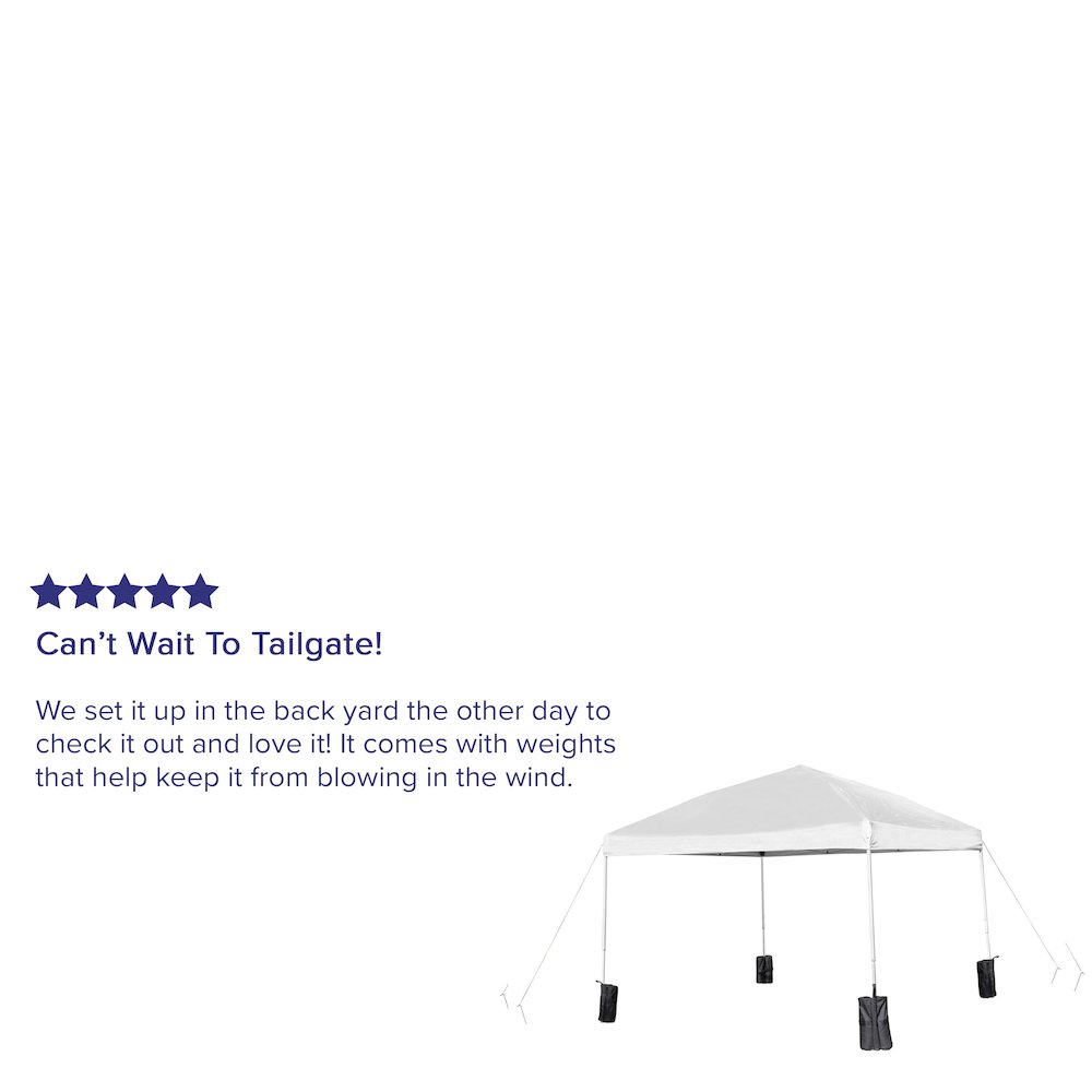 10'x10' White Event Straight Leg Canopy Tent with Sandbags and Wheeled Case. Picture 5