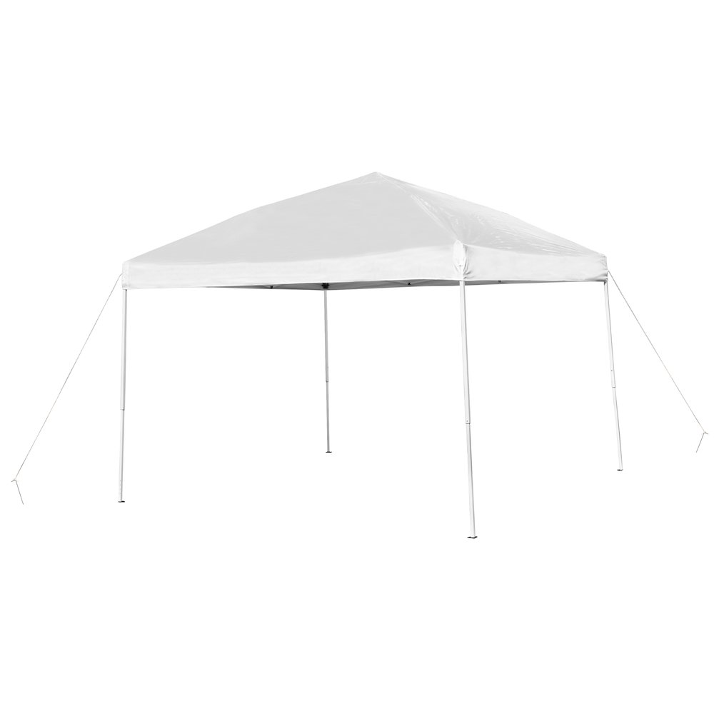 10'x10' White Outdoor Pop Up Event Slanted Leg Canopy Tent with Carry Bag. Picture 1