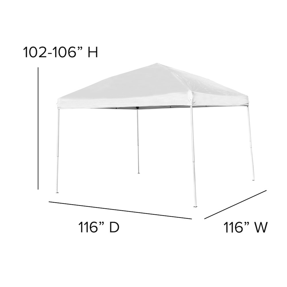 10'x10' White Outdoor Pop Up Event Slanted Leg Canopy Tent with Carry Bag. Picture 7