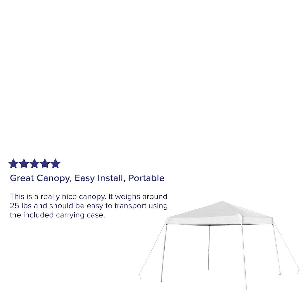 10'x10' White Outdoor Pop Up Event Slanted Leg Canopy Tent with Carry Bag. Picture 5