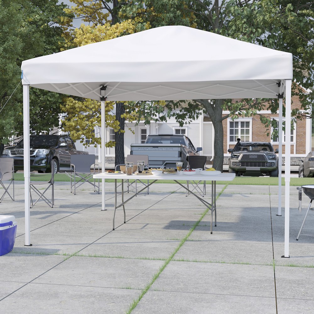10'x10' White Event Canopy Tent with Carry Bag and 6-Foot Bi-Fold Folding Table. Picture 2