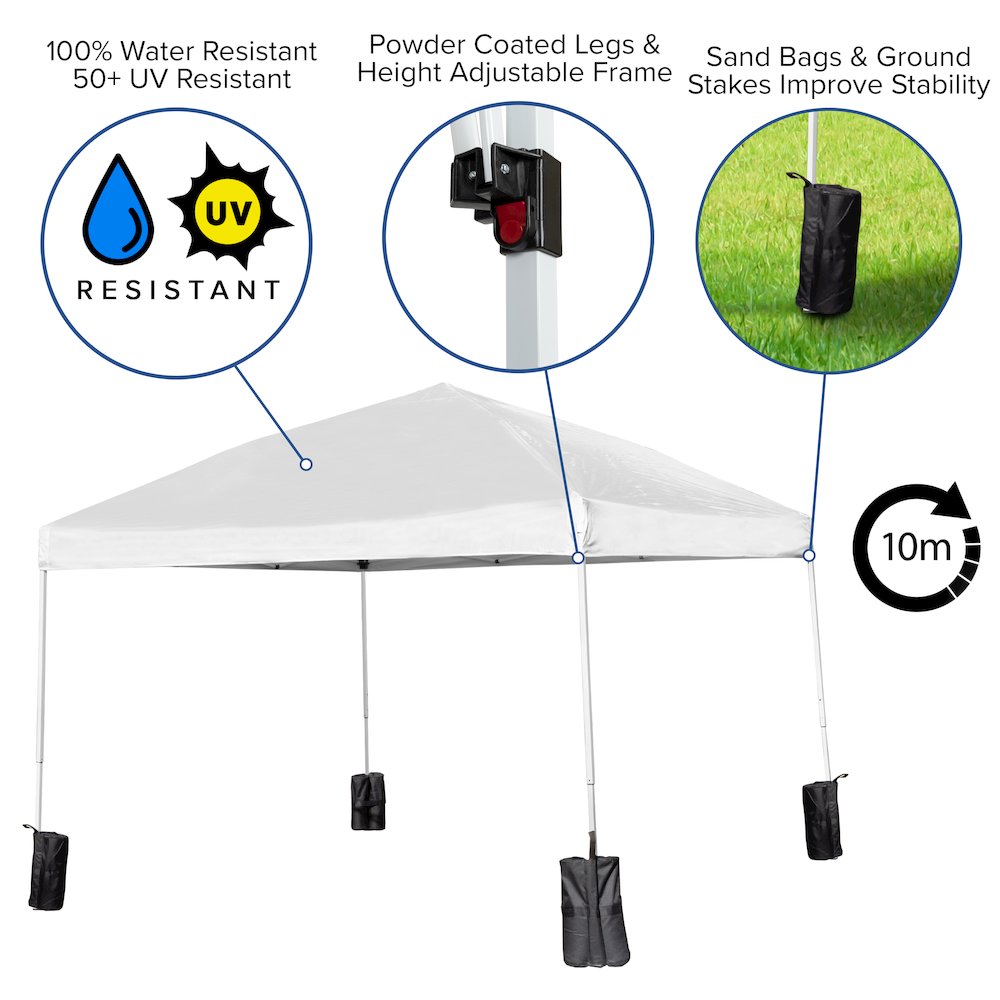 10'x10' White Canopy Tent with Wheeled Case and 6-Foot Bi-Fold Folding Table. Picture 5
