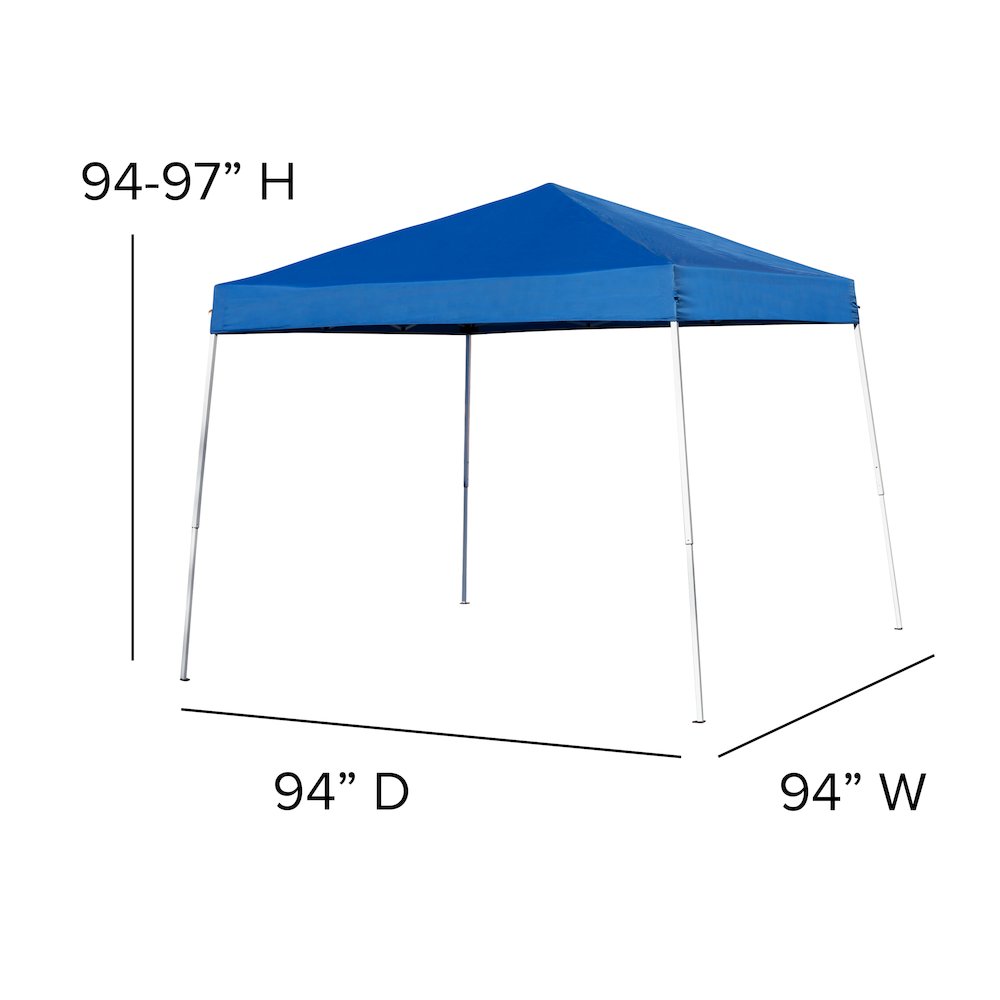 8'x8' Blue Outdoor Pop Up Event Slanted Leg Canopy Tent with Carry Bag. Picture 7