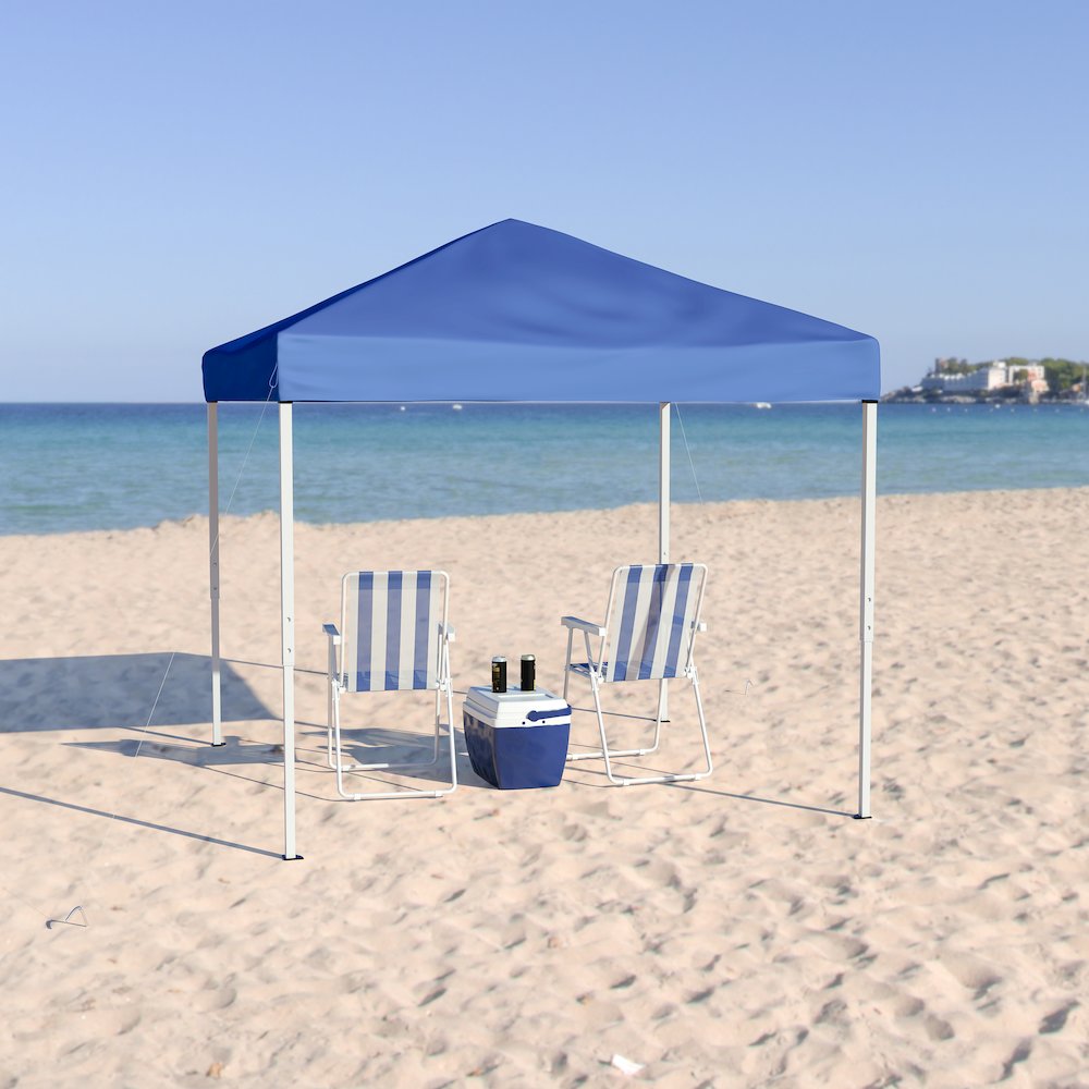 8'x8' Blue Outdoor Pop Up Event Slanted Leg Canopy Tent with Carry Bag. Picture 3