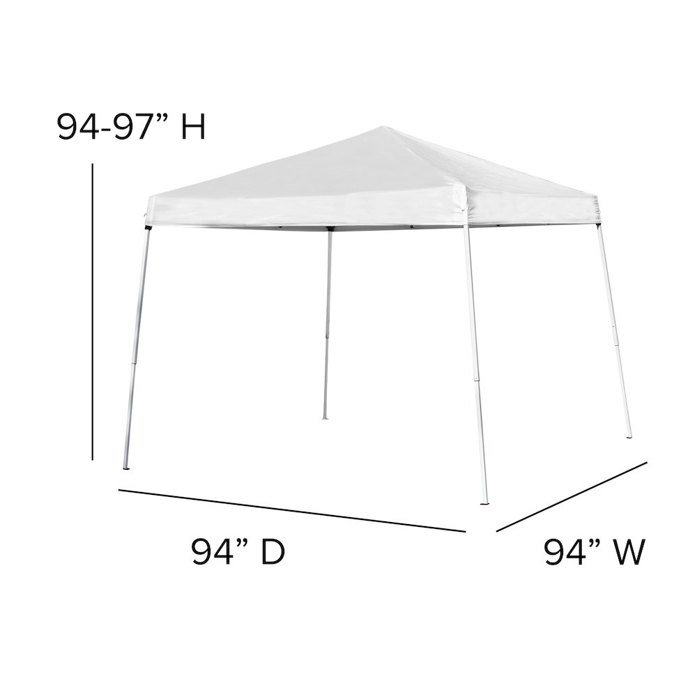 8'x8' White Outdoor Pop Up Event Slanted Leg Canopy Tent with Carry Bag. Picture 7