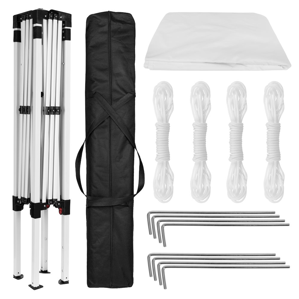 8'x8' White Outdoor Pop Up Event Slanted Leg Canopy Tent with Carry Bag. Picture 9